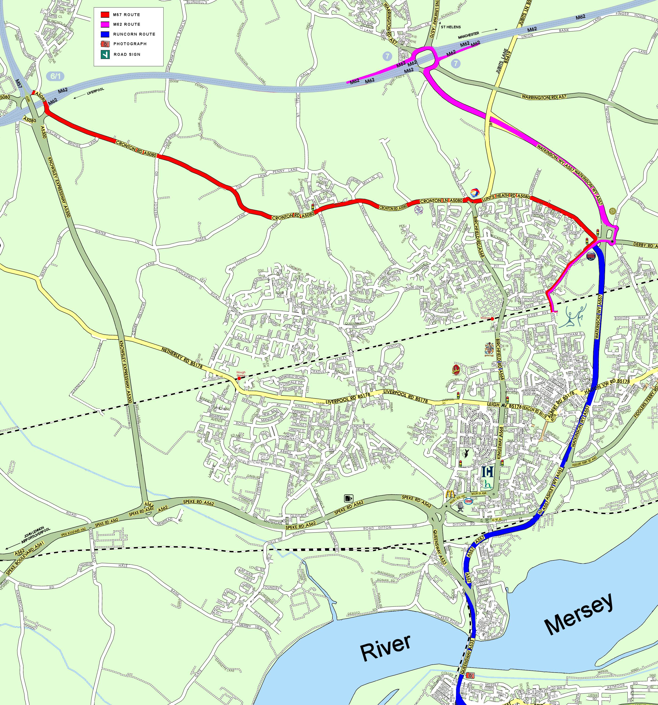 Map of the 3 routes of get to the school